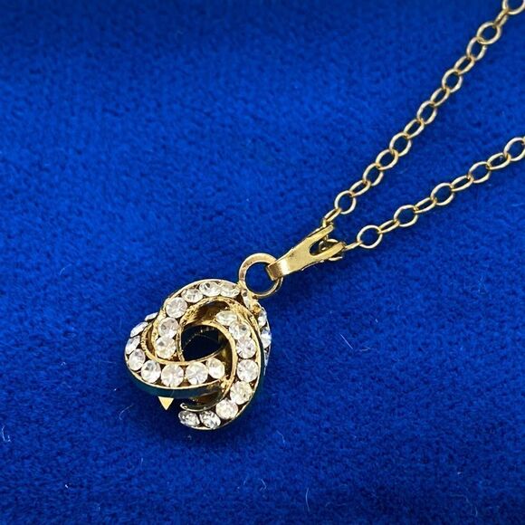 💛 14k GF Swirl Crystal Necklace & Earring Set - Picture 2 of 5